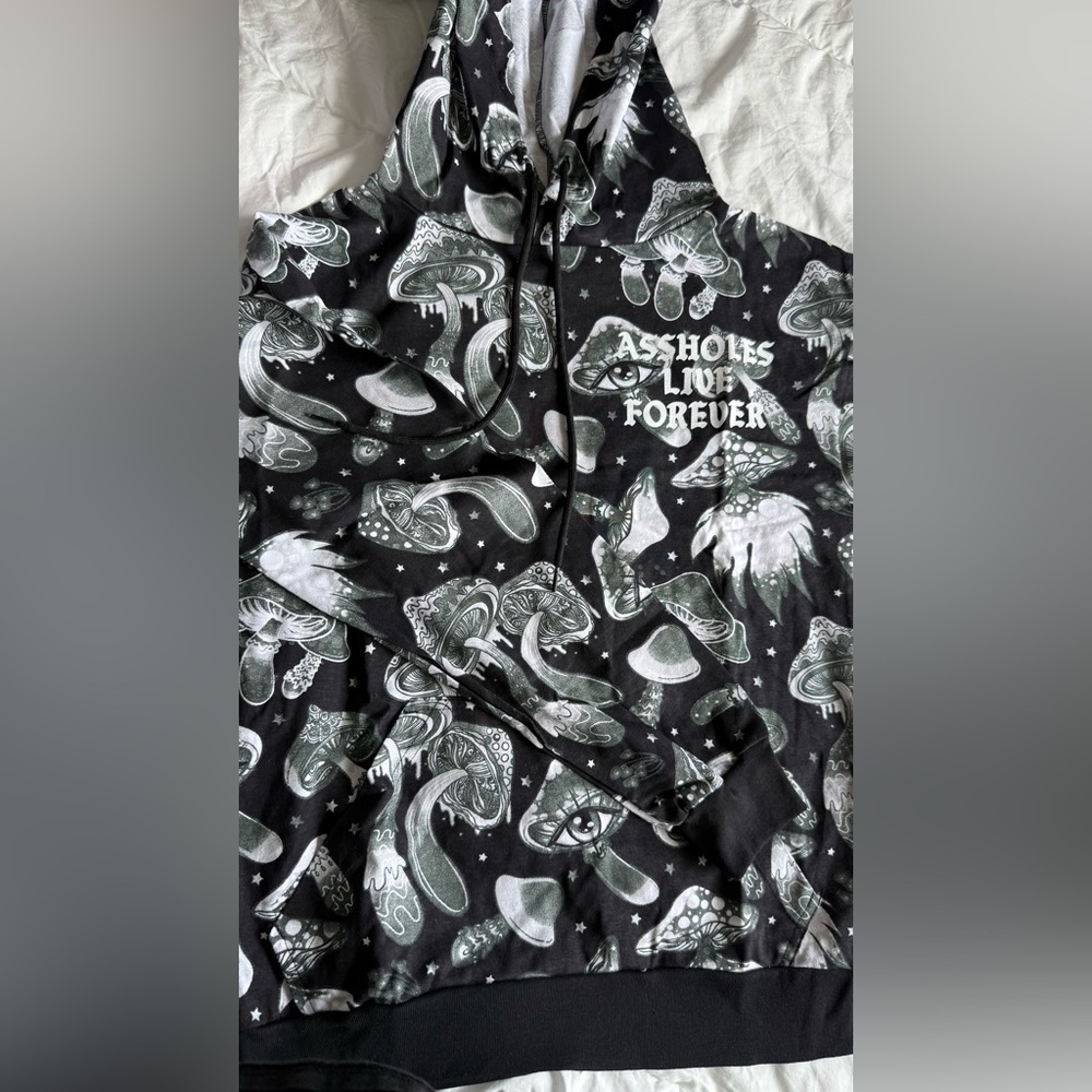 Graphic Black and White Mushroom Hoodie